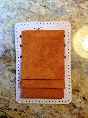 Hand-made pigsuede credit card pouches for custom man's wallet...