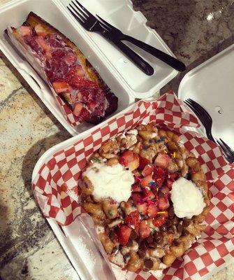 Funnel cake and fried banana