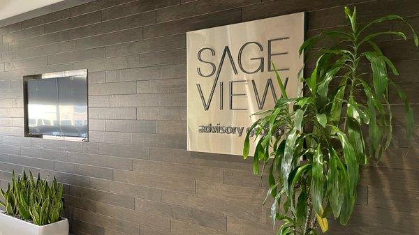 View of SageView Advisory Group interior sign.