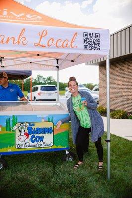 Our Thrive members enjoying Member Appreciation Ice Cream Fridays with free Barking Cow ice cream!