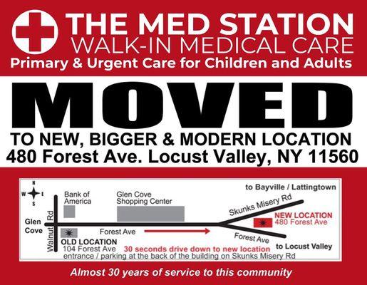 THE MED STATION MOVED TO A NEW, BIGGER & MODERN LOCATION TO SERVE YOU BETTER! SAME DOCTORS & STAFF! 28 YEARS SINCE JULY 1990!