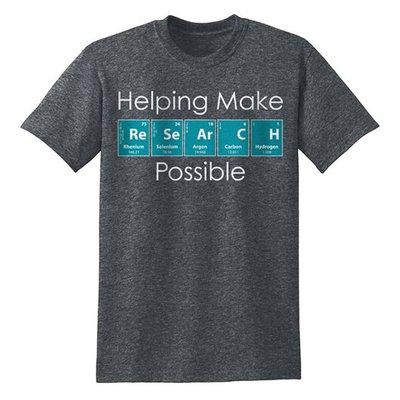 Promotional swag - Cayman Chemical's "Helping Make Research Possible" tee