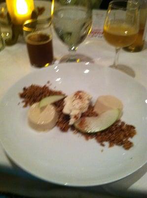 Apple pans cotta with spiced granola, honey Creme Fraiche