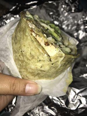 Avocado egg wrap $6.00. I asked for a spinach wrap. Is this spinach??  No flavor as well