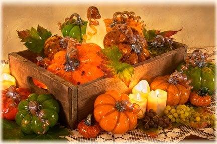 Decorate the holiday table with Glass Pumpkins