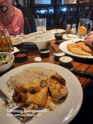 Table shot of our food,  great portions, all food was very hot on arrival and all delicious!!