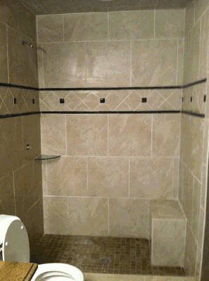 A Tile Shower With Bench