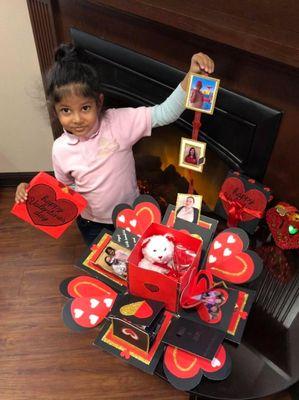 Anvi Prasad with her Valentine's box