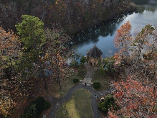 Aerial view of park guests at the Butler Gazebo