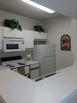 Functional and roomy kitchen suite in one of our Houston executive units.