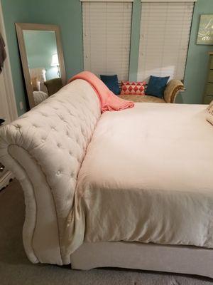 Sleigh bed - reupholstered