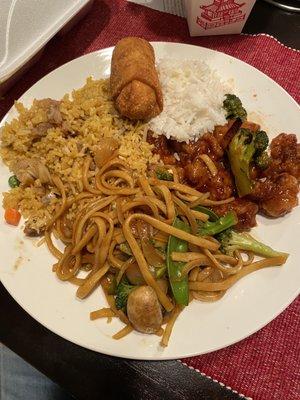 Veggie lo mein chk fried rice veggie egg rolls and orange chk