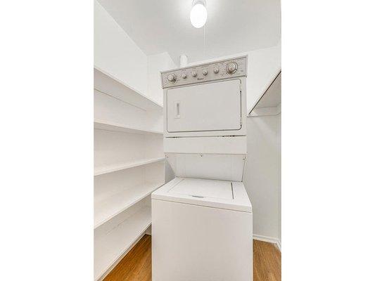 Two bedrooms offer stackable washer/dryers