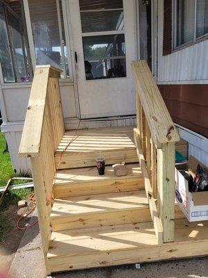 Porch upgrade with added right side Hand Rail