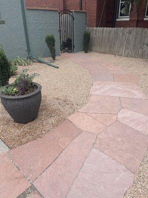 Beautiful random flagstone walkway to the side gate.