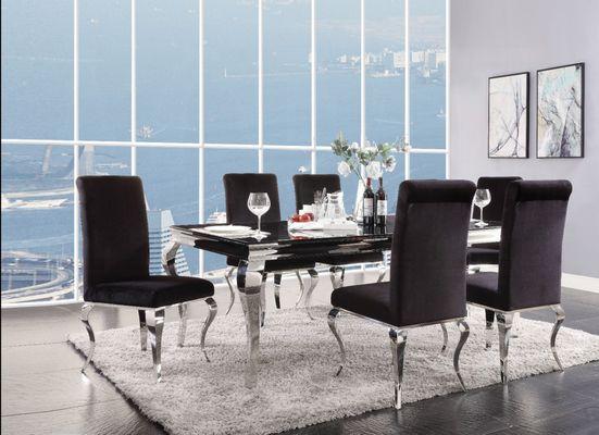 MODERN  BLACK GLASS TOP TABLE STAINLESS STEEL