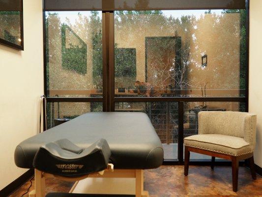 Treatment room with views of Coal Creek Trail