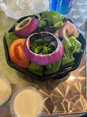 Side salad $5.99. Only dressing is ranch.