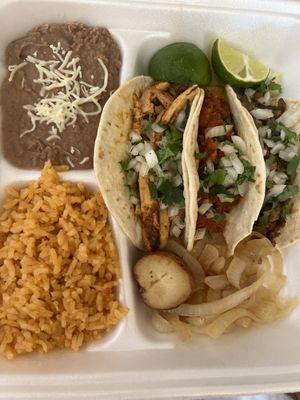 Taco Plate, chicken, asada and pastor