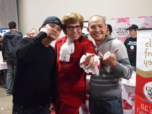 Austin Powers with event sponsors Tony and Quinn of Access Media