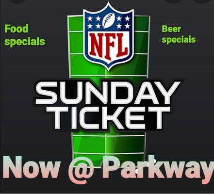 NFL Sunday package now at Parkway!! Come cheer on your favorite team on 1 of our 15 TVs!!