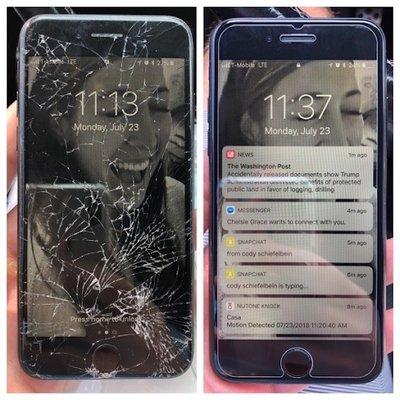 My fixed iPhone before I smashed it to bits and then after when Kana from Avicomm made it look like new!! Thanks a lot!!!!