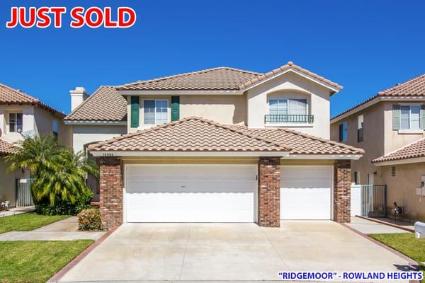 Sold Cash in "Ridgemoor" in Rowland Heights