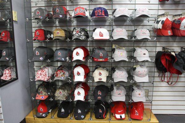 Wall of BSU hats.