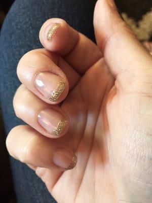 Gold glitter french tip gel manicure!