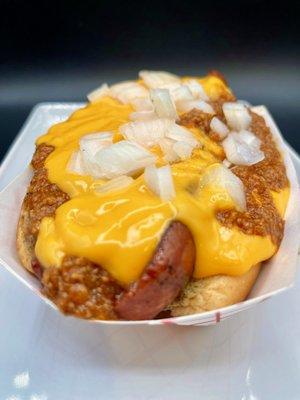 Chili Cheese Dog! Yes, you're gonna need a fork!