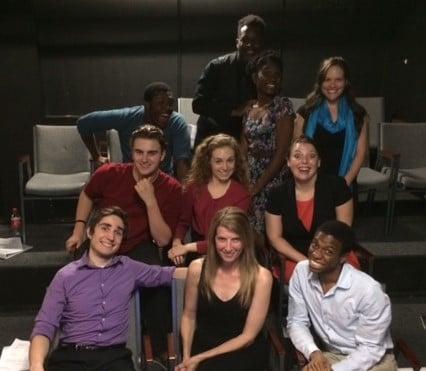 Students pose with House of Cards local casting director Kimberly Skyrme (front-center) following an audition session with her.