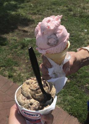 Cappuccino Crunch and Strawberry ice creams