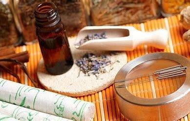 Tools of the trade: Acupuncture needles, moxibustion, herbs and essential oils.