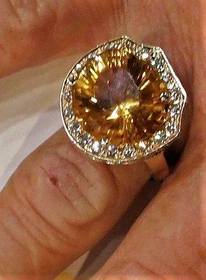 Citrine surrounded with diamonds