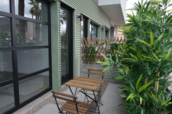 Roll up garage doors at En Hance Park Condominums in Downtown Phoenix.