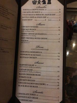 The menu. Weak.