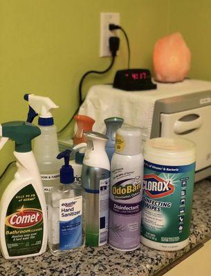 We clean and disinfect the treatment room and equipment after each treatment.