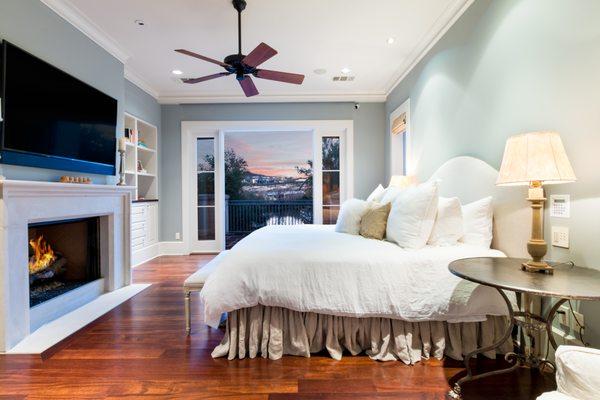 Luxury master bedroom overlooking the Marina inside the Austin Country Club.