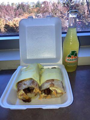 The amazing breakfast burrito. They're loaded and delicious.