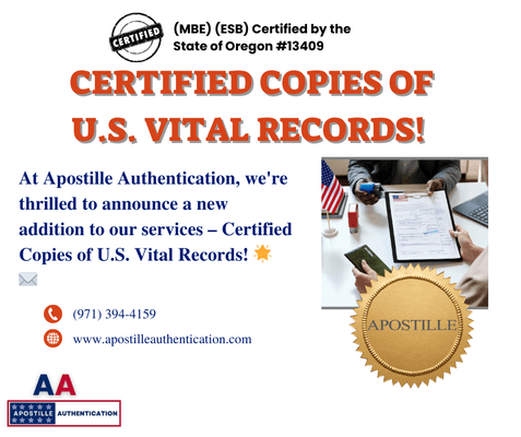 Certified Copies of US vital Records