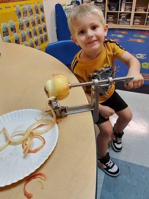 Preparing to make applesauce