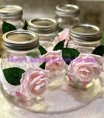 Simply Rose Mason Jars Centerpieces hand made by Meme