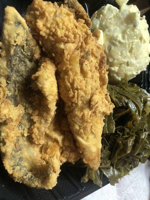 The Fried Whiting Friday Special (with Collard Greens and Potato Salad)