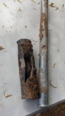 Broken pipe and stake