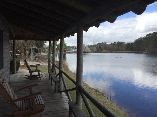 Nice back porch w/ lake and geese.