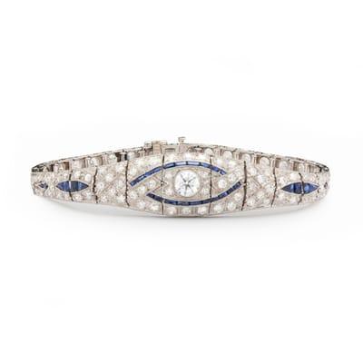 Art Deco Diamond & Sapphire Bracelet by J.E. Caldwell.