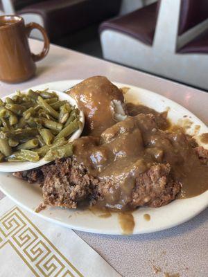 Meatloaf was actually decent. Mash potatoes fresh and green beans good