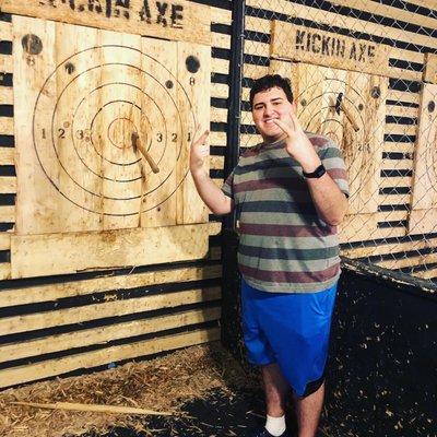 Axe throwing like a pro.