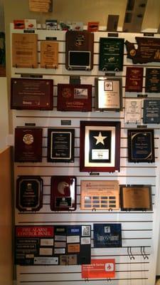 Samples of some plaques and awards