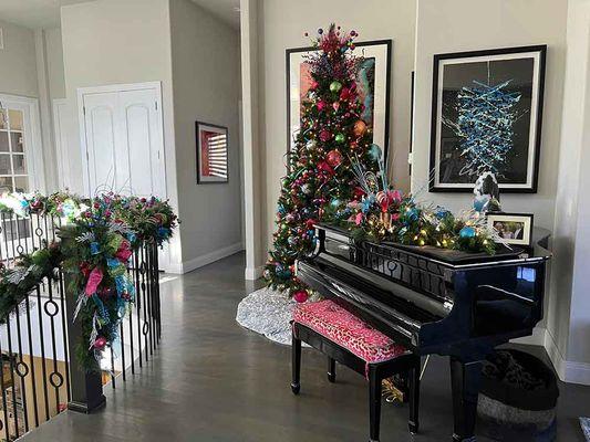 Contemporary Christmas Holiday decorations for a newly built customer's home